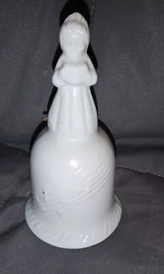 Vintage Collectables Small  White Porcelain Bell With Little Girl Singing Handle • $12