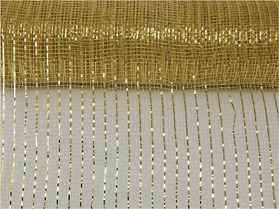 10 Inch X 30 Feet Gold Metallic Mesh Ribbon. The Exclusive Metallic Mesh With A  • $13.03