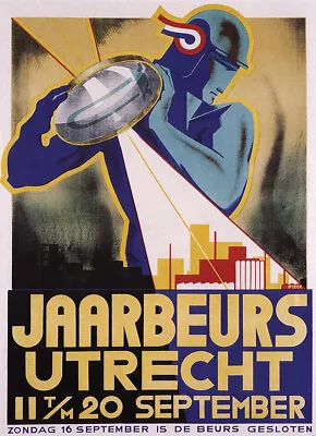 Jaarbeurs Utrecht - 1920 Vintage Art Deco Poster • $18