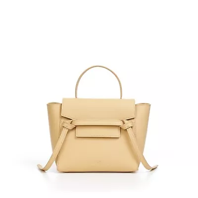 CELINE 2450$ Nano Grained Calfskin Leather Belt Bag IPollen Yellow • $1472