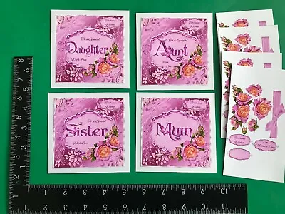 £2.99 • Buy Set Of 4 Handmade Female Mothers Day/birthday Card Toppers And Sentiments