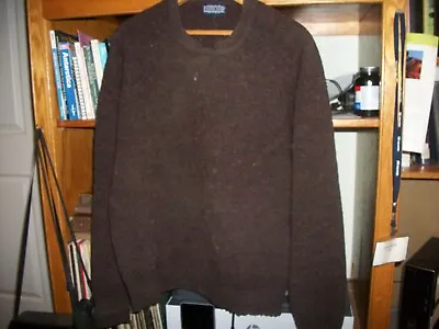 Vintage Distressed 100% Shetland Wool Land's End Dark Brown Sweater Men's Medium • $19.99
