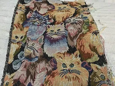 Vintage Tapestry Cat Kitten Upholstry Fabric Pillow  • $15