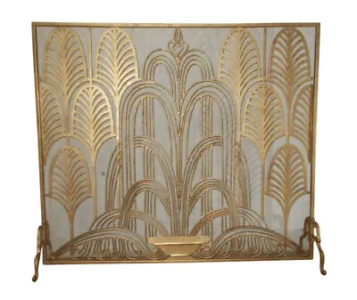 Art Deco Fireplace Screen Italian Gold Finish Neauveau Style Fire Screen 35 H • $550