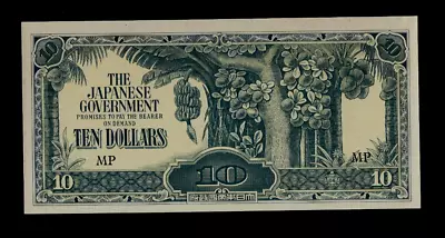 Malaya ( 1 )bank Note  10 Dollars  Nd( 1942  - 44 ) P M 7  Uncirculated • $3