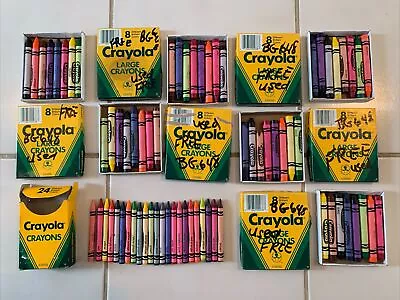 Lot 7 1980s Crayola Crayons Boxes Large 8 24 Used As Is Vintage Retro No White • $5.79