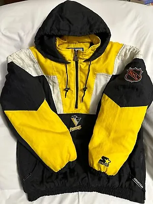 VINTAGE 1990’s PITTSBURGH PENQUINS NHL STARTER JACKET PARKA SIZE XL EXCELLENT!! • $89.95