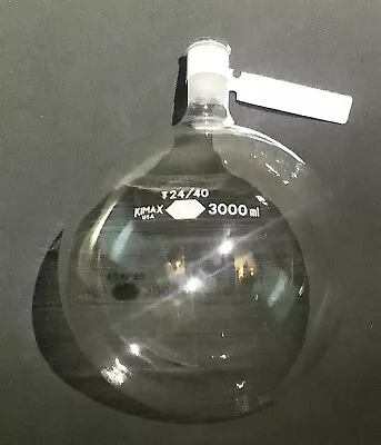 Kimax Vintage Lab Glass - 3000ml (3L) Round Bottom Flask - Single Neck 24/40 • $57.99