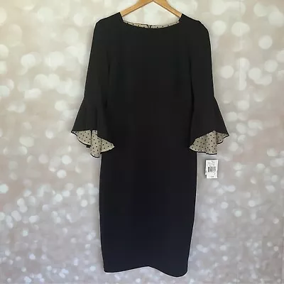 Gabby Skye Black & Champagne Dress With Bell Sleeves NWT • $29.99