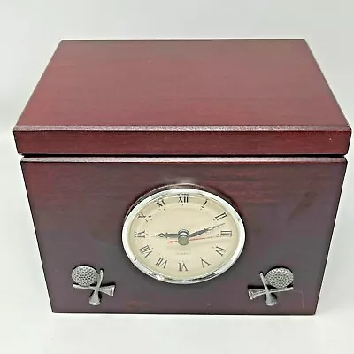 Wood Photo Box With Clock Golf Theme 4  X 6  Photos Holds 144 Pictures  • $19.99