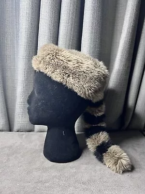 Disneyland Davey Crockett Cap Faux Fur Tail Raccoon Brown Hat Youth Sm/Md • $24.99