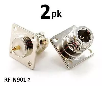 2-PACK Commerical Grade N-Type Jack Bulkhead Panel Mount Connector - RF-N901-2 • $8.95