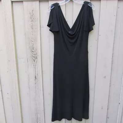 Victorias Secret Moda International Dress M Black Knit Split Sleeve Sexy V Back • $15.99