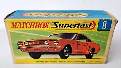 MATCHBOX LESNEY VINTAGE No.8 FORD MUSTANG EMPTY ORIGINAL BOX ONLYFAIR CONDITION • $105.79