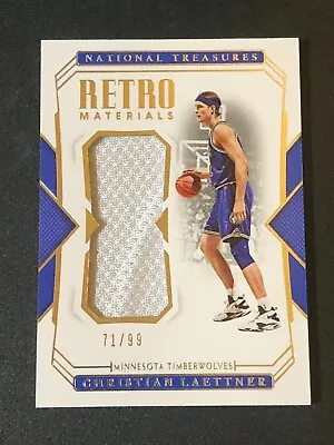 2018-19 National Treasures CHRISTIAN LAETTNER Retro Game Worn Jersey/99 🏀 DUKE • $14.94