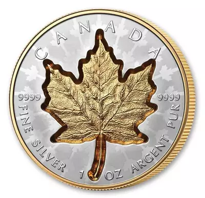 2024 Canada Super Incuse Maple Leaf 1 Oz 9999 Silver Proof Gilded $20 Coin JP698 • $199.99