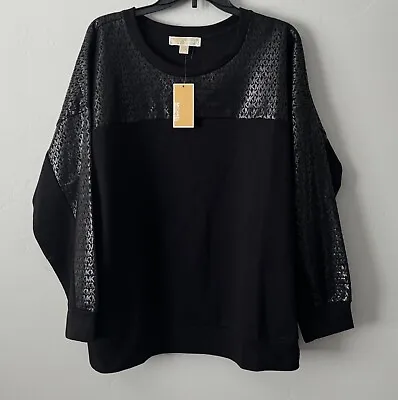 NWT Michael Kors Women's Black MK Print / Solid  Sweater Plus Size 2X $110 • $39.99