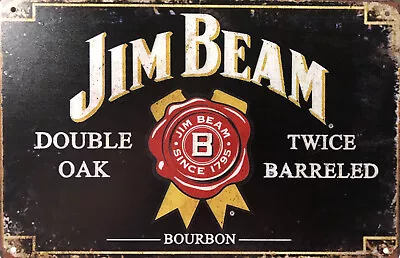 Jim Beam Black Rustic Vintage Metal Tin Signs Man Cave Shed & Bar AU SELLER • $9.99