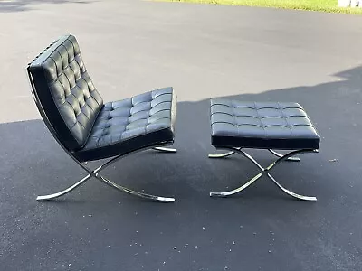 Knoll Barcelona Chair & Ottoman Black -  100% Authentic • $5500