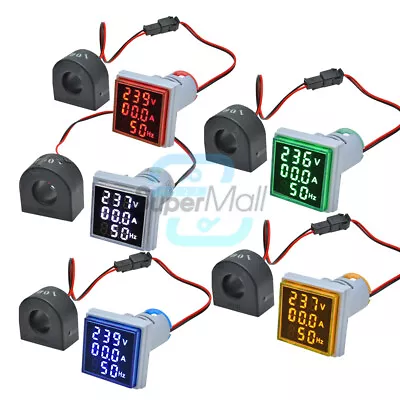 AC 0-100A 60-500V 3in 1 LED Digital Voltage Current Hertz Meter Indicator 22mm • $4.24