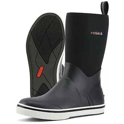 HISEA Men Mid-Calf Fishing Deck Boots Waterproof Non-Slip Gardening Rain Boots • $55.99