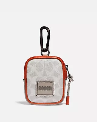 Coach Hybrid Pouch 8 With Coach Patch Chalk Mango Signature Canvas Leather New • $82