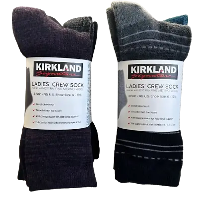 4 Pairs Kirkland Signature Women Ladies Extra Fine Merino Wool Blend Crew Socks  • $19.98