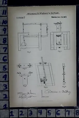 1871 Whitney Randall Essex Albany Ny Jig Saw Mill Lumber Patent Litho 118087 • £47.45