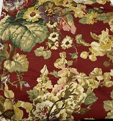 P. Kaufmann Fabric Maroon Floral Crimson Large Piece 62” In X 54” In • $24.99