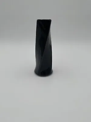 Vintage Black 6.5 Inch Onyx Spiral Stem Vase 542 USA Item# A001 • $9.99