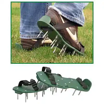 HI Lawn Aerator Sandals Green Aerating Spiked Adjustable Shoes Garden Tool VidaX • £15.99