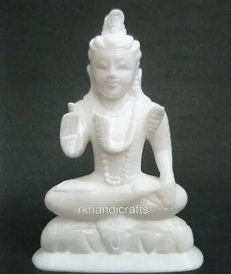 9 Inches Temple Decor Mahakal Statue Handmade White Marble Shiv Ji Sculpture • $151.57