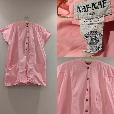 80s NAF NAF Pink Cotton Jumpsuit Playsuit  Romper One Size 156cm Oversized • £55