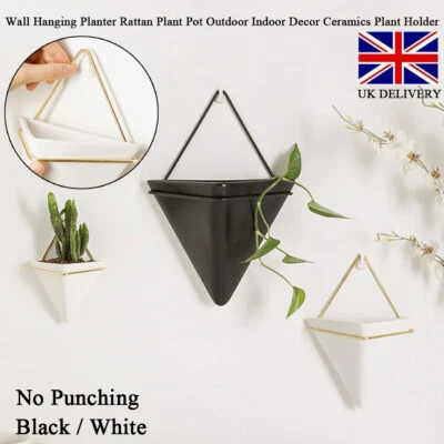 £10.38 • Buy Wall Hanging Planter Rattan Plant Pot Outdoor Indoor Decor Ceramics Plant Holder