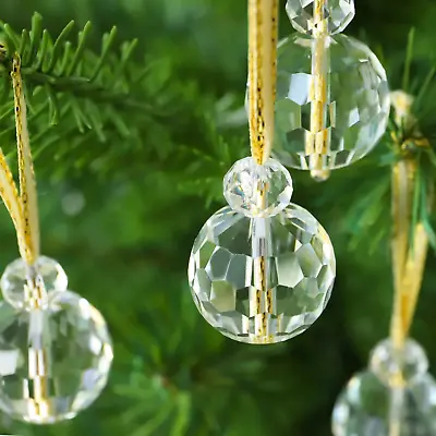 12 Pcs Clear Crystal Glass Christmas Balls Ornaments 0.87 Mini Prism Ball • $21.47