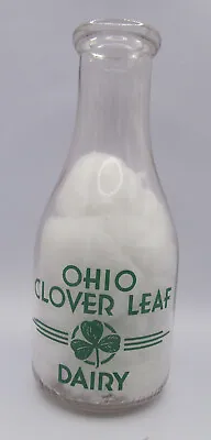 $15.99 • Buy Ohio Clover Leaf Dairy, QT Milk Bottle, Green Pyro, Toledo OH, RMB Collectables