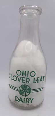 $15.99 • Buy Ohio Clover Leaf Dairy, QT Milk Bottle, Green Pyro, Toledo OH, RMB Collectables