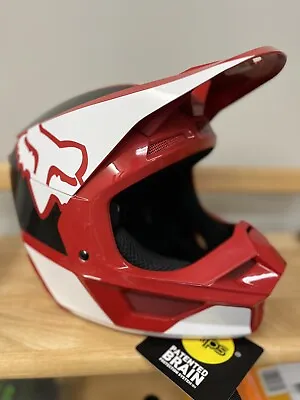 FOX V1 DOT Motorcycle Helmet ECE FMVSS #218 R-22-05 Red White Size YM 49-50 • $49