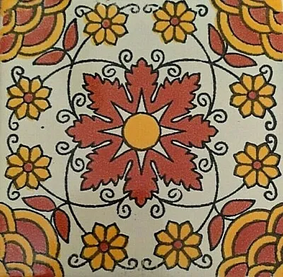 C#091)) Mexican Tile Sample Wall Floor Talavera Mexico Ceramic Handmade Pottery • $1.75