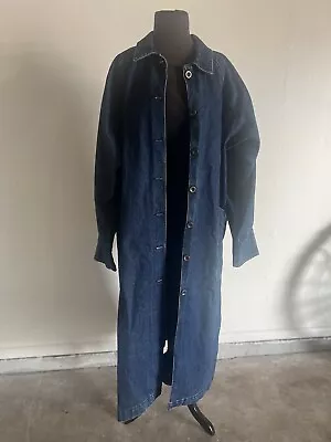 Osh Kosh Adult M Denim Duster Trench Chore Coat Long Jacket USA Womens Mens Blue • $85