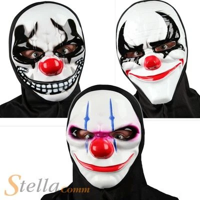£5.49 • Buy Adult Hooded Freaky Clown Masks Scary Evil Halloween Fancy Dress Accessory