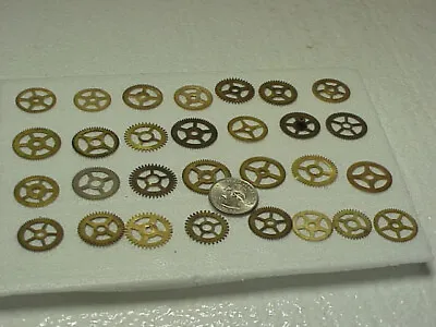 29 Used Clean Brass Clock Gears No Hubs Steampunk Altered Art Projects Parts #18 • $19.99