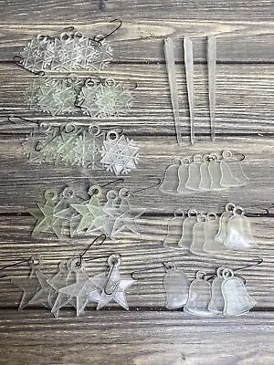 Vintage Clear Plastic Christmas Ornaments Lot Of 42 Star Bell Snowflake 1.5-4” • $12.50