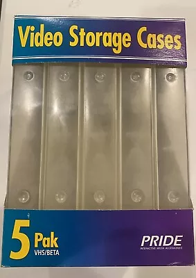 Video Storage Cases Clear - 5 Pak Vhs/beta | Pride Interactive Media Acc. Nos • $11