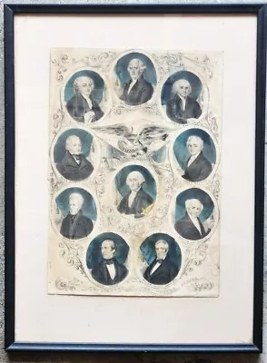 The Presidents Of The United States First 10 Pres. N. Currier Lithograph 1842 • $101.99