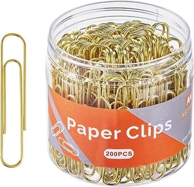 Gold Paper Clips 200 Count Large Size 2 Inch Jumbo Paperclips • $11.80