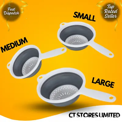 Collapsible Pop Up Strainer Silicone Colander Sieve Fruit Washing Drainer- Addis • £5.95