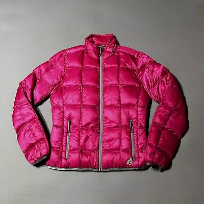 Eddie Bauer Premium Goose Down Puffer Jacket Womens Medium Tall Pink EB800 Fill • $49.90