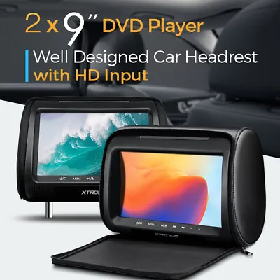 XTRONS 2Pcs 9 Car Headrest HD Active TV Monitor Pillow DVD Player HDMI FM USB/SD • $316.99