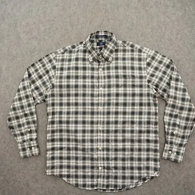 Lincs David Chu Shirt Mens Medium Gray Black Plaid Button Up Long Sleeve • $12.74